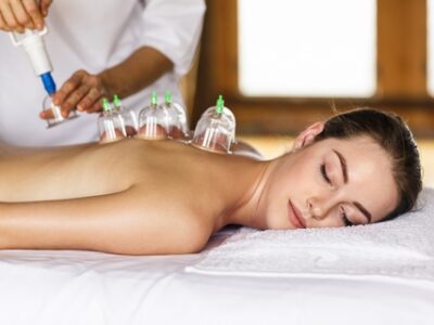 table massage with cupping therapy